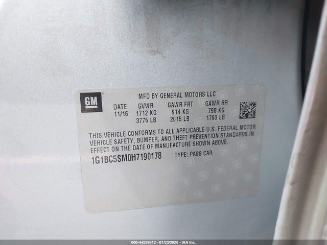 1G1BC5SM0H7190178 Chevrolet Cruze Ls Auto