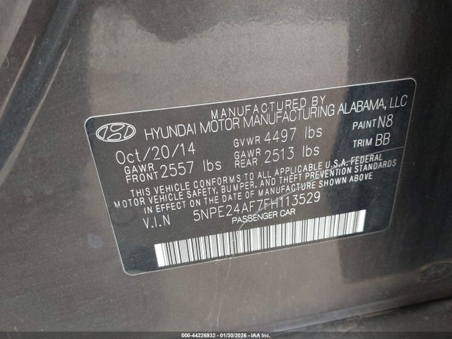 Hyundai SONATA SE 2015 5NPE24AF7FH113529 Image 9