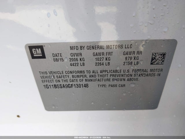 1G11B5SA9GF130148 Chevrolet Malibu Limited Ls