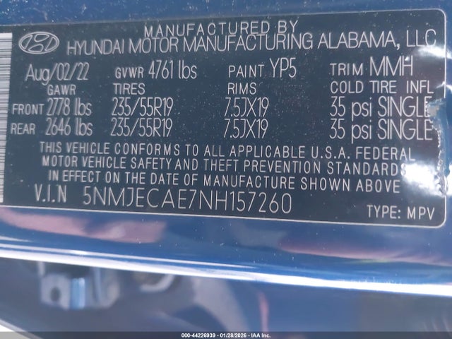 Hyundai Tucson Limited 2022 5NMJECAE7NH157260 Image 9