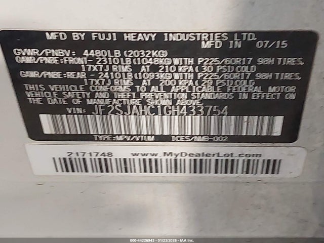 2016 SUBARU FORESTER JF2SJAHC1GH433754 Photo 8