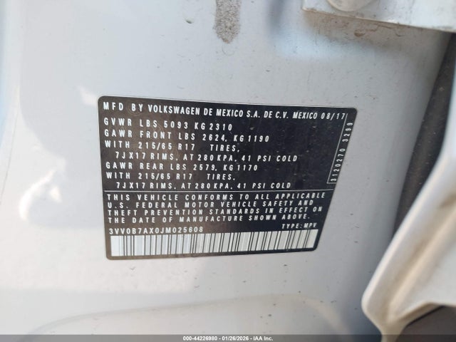 3VV0B7AX0JM025608 Volkswagen Tiguan 2.0t S