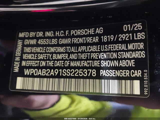 2025 PORSCHE 911 WP0AB2A91SS225378 Photo 8