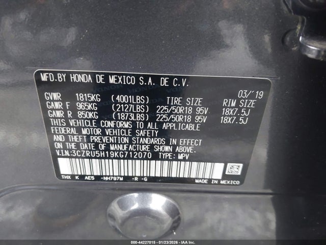 3CZRU5H19KG712070 Honda HR-V SPORT