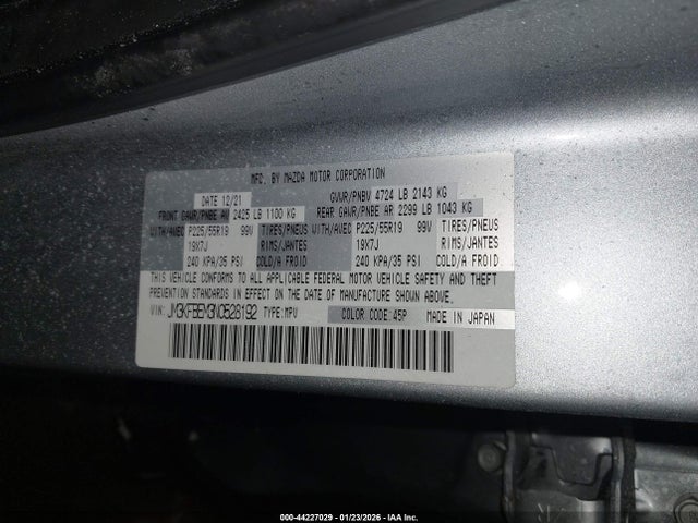Auction sale of the 2022 Mazda Cx-5 2.5 S Premium Plus, vin: JM3KFBEM3N0528192, lot number: 44227029