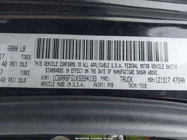 Продаж на аукціоні авто 2019 Ram 1500 Classic Tradesman  4x2 6'4 Box, vin: 1C6RR6FG1KS594133, номер лоту: 44227038