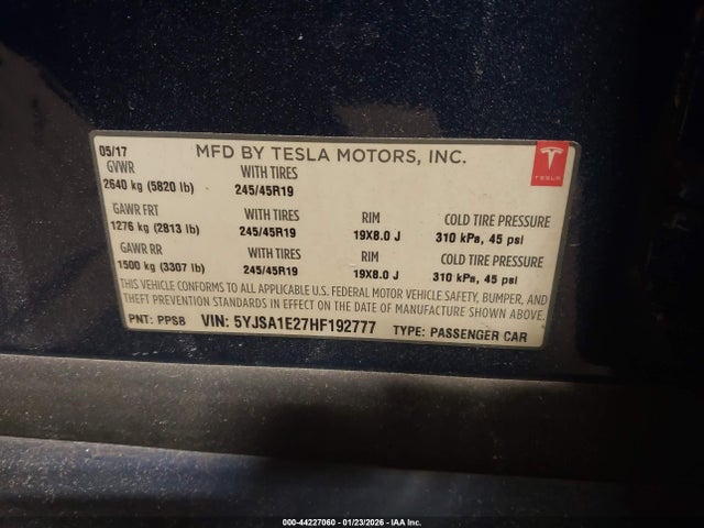 2017 TESLA MODEL S 5YJSA1E27HF192777 Photo 8