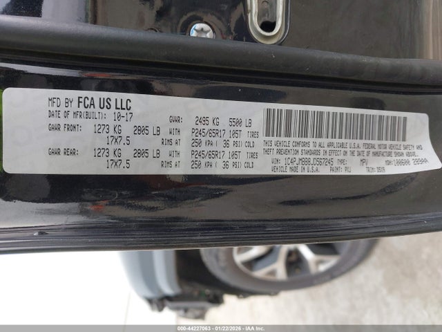 2018 Jeep Cherokee Trailhawk 4x4 მანქანა იყიდება აუქციონზე, vin: 1C4PJMBB8JD567245, აუქციონის ნომერი: 44227063