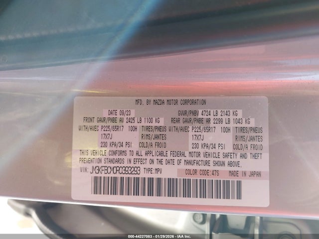 Aukcja sprzedaży 2024 Mazda Cx-5 2.5 S Preferred, vin: JM3KFBCM0R0393293, numer aukcji: 44227083