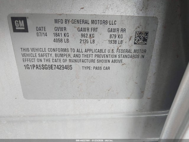 1G1PA5SG9E7429485 Chevrolet Cruze Ls Auto
