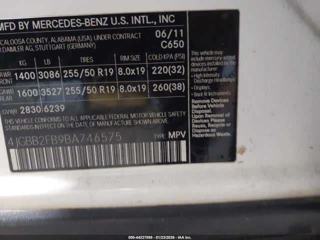 2011 MERCEDES-BENZ ML 350 BLUETEC 4JGBB2FB9BA746575 Photo 8