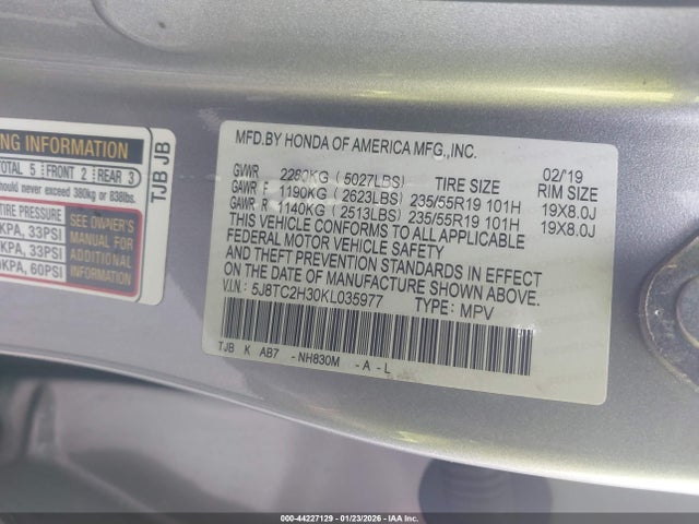 Продажа на аукционе авто 2019 Acura Rdx Standard, vin: 5J8TC2H30KL035977, номер лота: 44227129