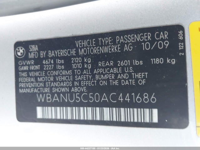 2010 BMW 528I WBANU5C50AC441686 Photo 8