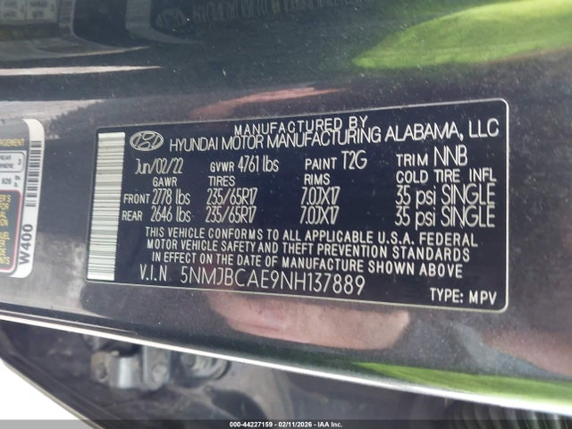 2022 HYUNDAI TUCSON 5NMJBCAE9NH137889 Photo 8