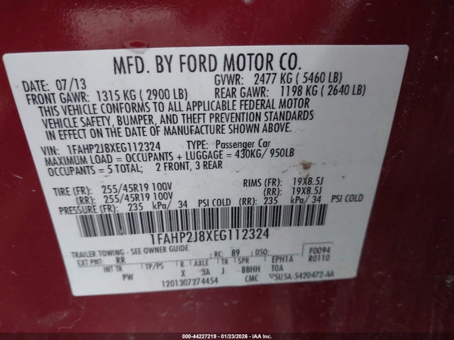 1FAHP2J8XEG112324 Ford Taurus Limited
