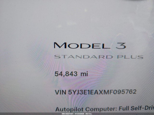 5YJ3E1EAXMF095762 Tesla Model 3 Standard Range Plus Rear-wheel Drive