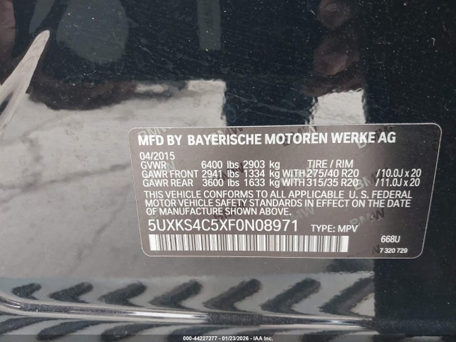 5UXKS4C5XF0N08971 BMW X5 Xdrive35d