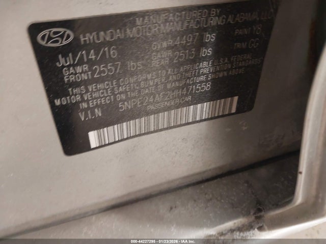 5NPE24AF2HH471558 Hyundai SONATA SE
