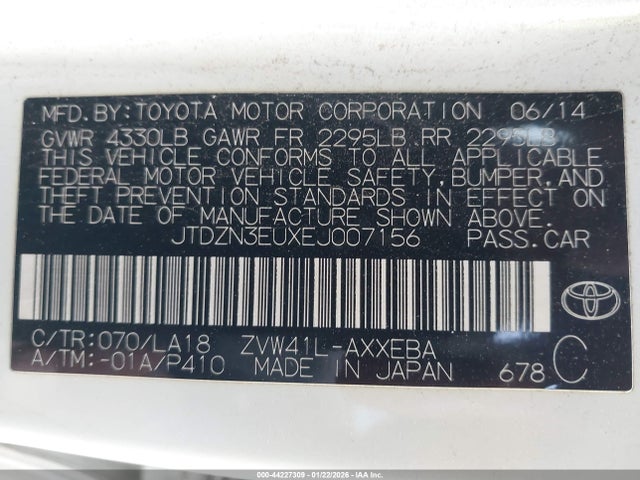 JTDZN3EUXEJ007156 Toyota Prius V Five
