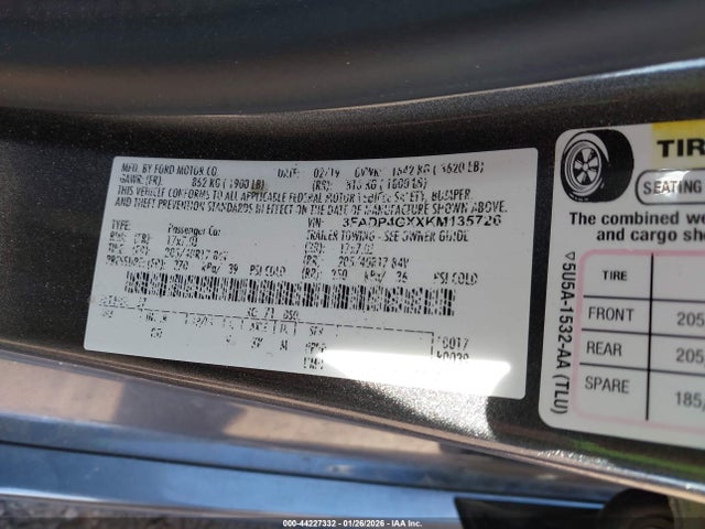 3FADP4GXXKM135726 Ford FIESTA ST
