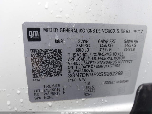 Aukcja sprzedaży 2025 Chevrolet Equinox Ev Lt 2, vin: 3GN7DNRPXSS262269, numer aukcji: 44227388