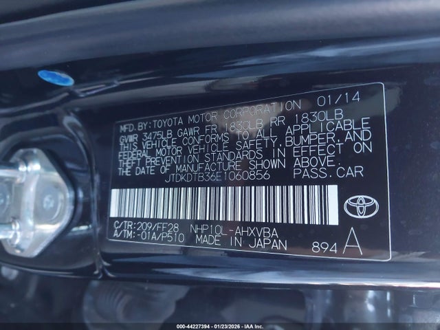 JTDKDTB36E1060856 Toyota Prius C Two