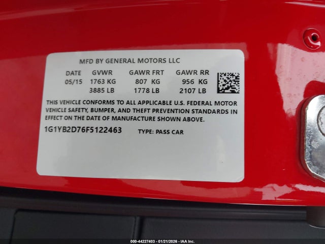 2015 CHEVROLET CORVETTE 1G1YB2D76F5122463 Photo 8