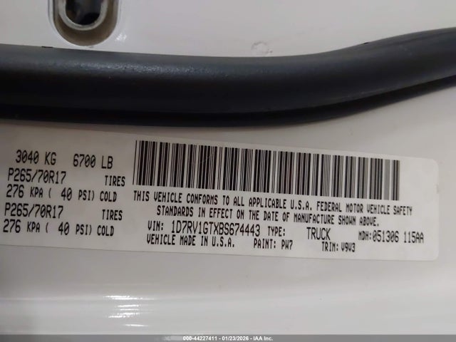 Продаж на аукціоні авто 2011 Ram Ram 1500 Slt, vin: 1D7RV1GTXBS674443, номер лоту: 44227411