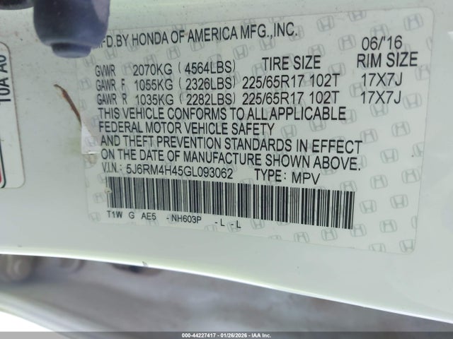 Honda CR-V SE 2016 5J6RM4H45GL093062 Image 9