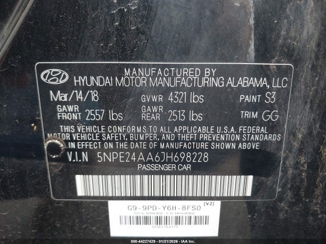 5NPE24AA6JH698228 Hyundai SONATA ECO