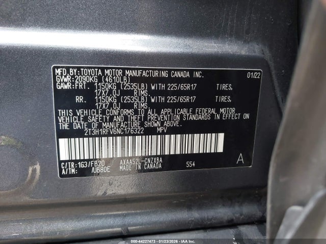 2T3H1RFV6NC176322 Toyota RAV4 LE