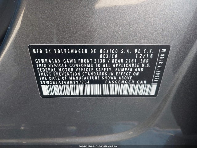 3VW2B7AJ4HM297704 Volkswagen Jetta 1.4t S
