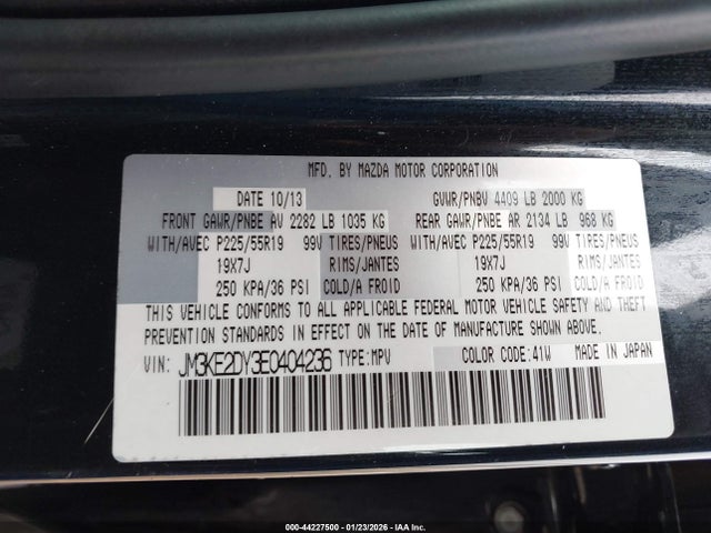 44227500 :رقم المزاد ، JM3KE2DY3E0404236 vin ، 2014 Mazda Cx-5 Grand Touring مزاد بيع