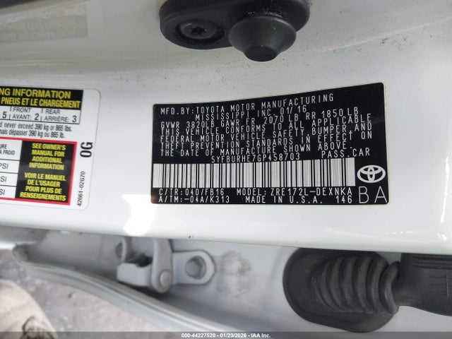 5YFBURHE7GP458703 Toyota COROLLA LE