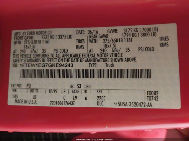 2016 FORD F-150 1FTEW1EG7GKE94243 Photo 8