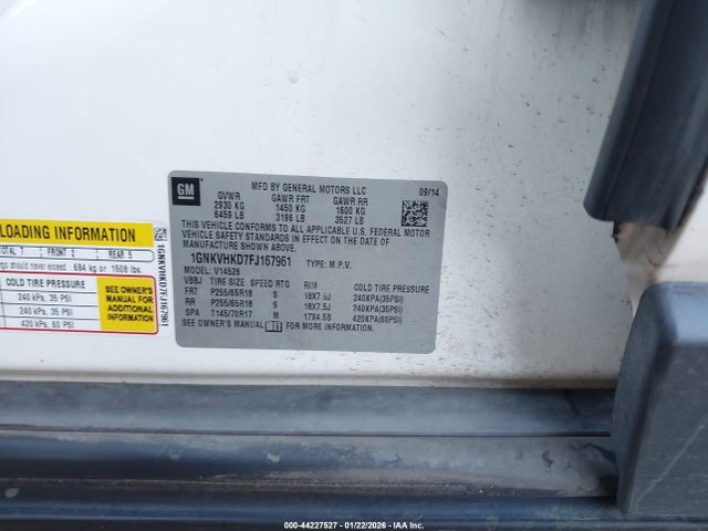 2015 CHEVROLET TRAVERSE 1GNKVHKD7FJ167961 Photo 8