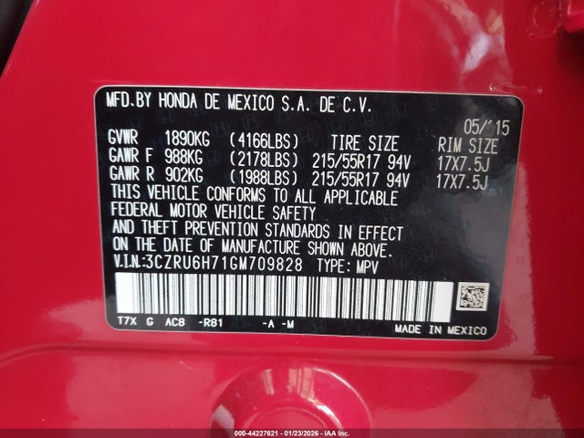 2016 HONDA HR-V 3CZRU6H71GM709828 Photo 8