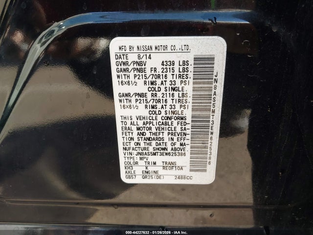 Nissan Rogue Select S 2014 JN8AS5MT3EW625386 Image 9