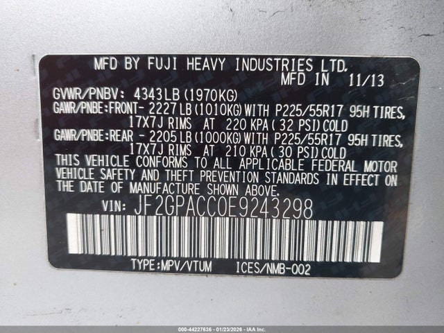 JF2GPACC0E9243298 Subaru Xv Crosstrek 2.0i Premium