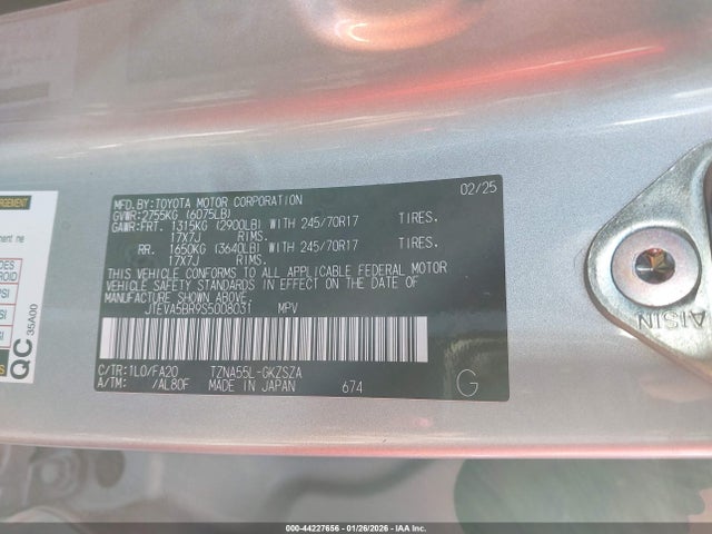 Aukcja sprzedaży 2025 Toyota 4runner Sr5, vin: JTEVA5BR9S5008031, numer aukcji: 44227656