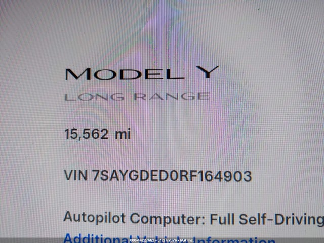 Tesla Model Y Rwd 2024 7SAYGDED0RF164903 Image 16