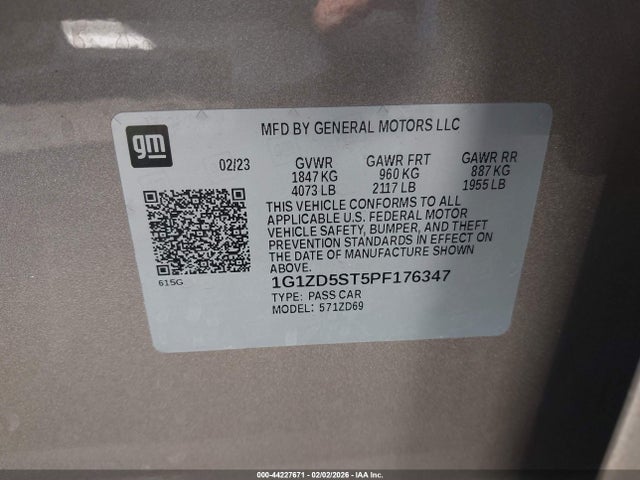1G1ZD5ST5PF176347 Chevrolet Malibu Fwd 1lt