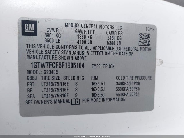 GMC Savana 2500 Work Van 2015 1GTW7FCF5F1905104 Image 9