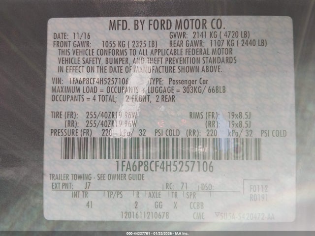 Ford Mustang Gt Premium 2017 1FA6P8CF4H5257106 Image 9