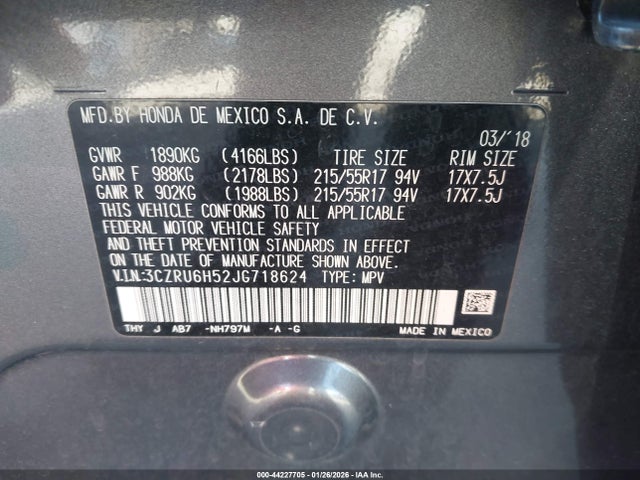 2018 HONDA HR-V 3CZRU6H52JG718624 Photo 8