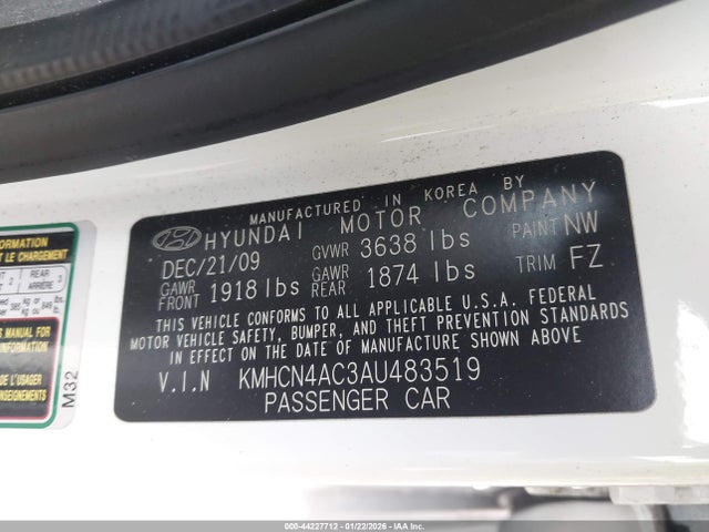 2010 HYUNDAI ACCENT KMHCN4AC3AU483519 Photo 8