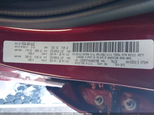 1C6SRFRTXKN805788 RAM 1500