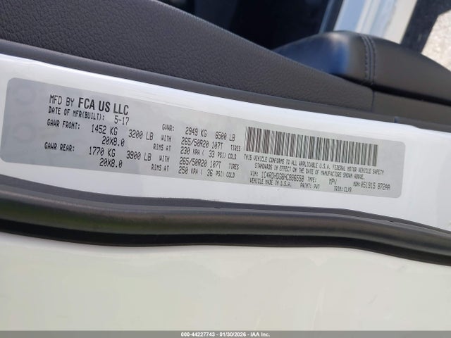 1C4RDHDG8HC896558 Dodge Durango Gt Rwd