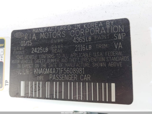 KIA Optima Lx 2015 KNAGM4A71F5608981 Image 9