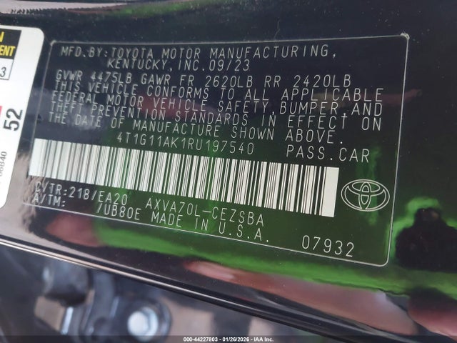 4T1G11AK1RU197540 Toyota CAMRY SE